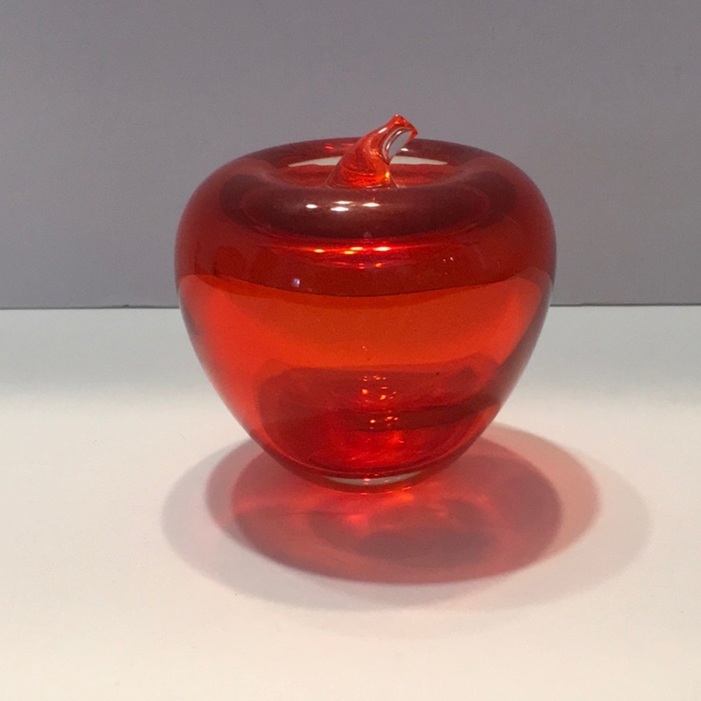 Blown Glass ‘Apple’ See Through Paperweight.